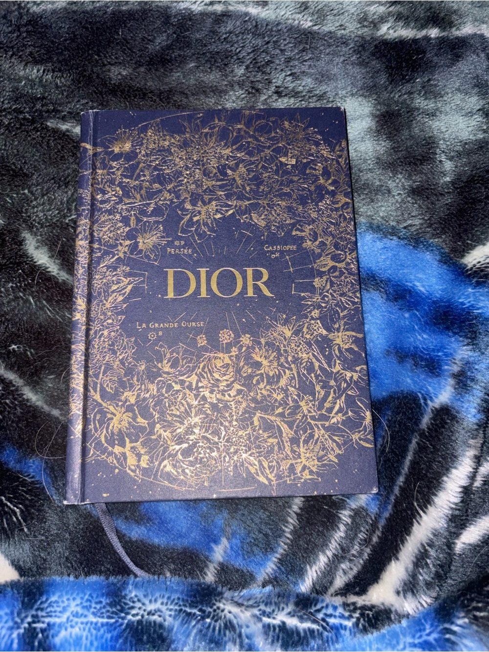 Dior Navy Hardcover Notebook with Gold Floral Foil